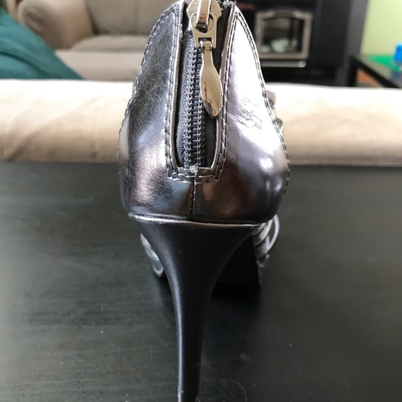 Silver Strappy Cage Heels - Picture 4 of 7